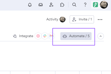 1. Open your Board and Click on 'Automate' to open the Board automation