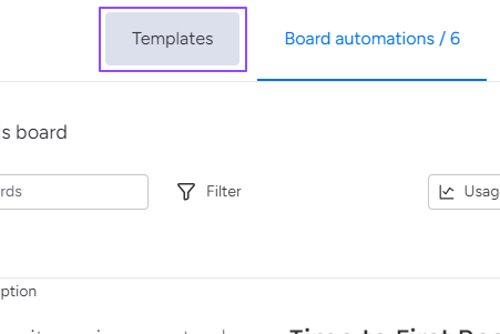 6. Switch from 'Board automations' to 'Templates'