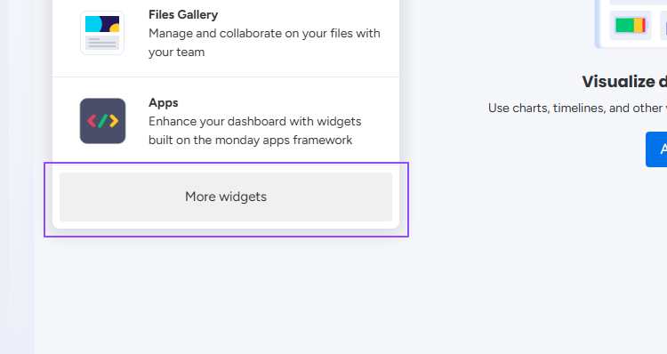1. Click on '+ Add widget' and then on 'More widgets'