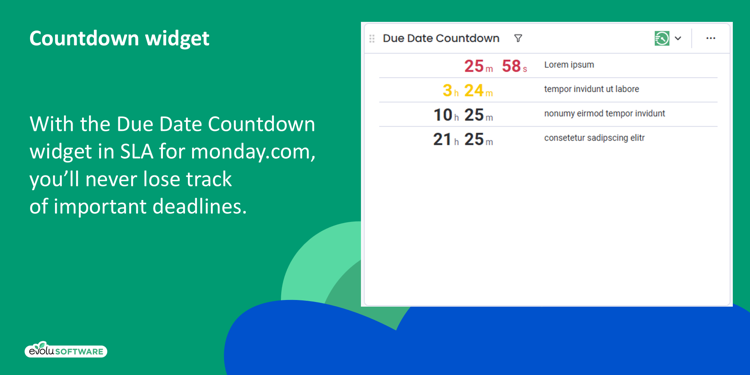 With the Due Date Countdown widget in SLA for monday.com, you’ll never lose track of important deadlines